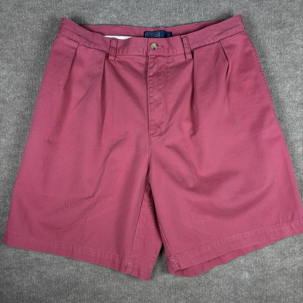 Polo Ralph Lauren Mens Shorts 34x9 Pink Tyler Pockets Chino Pleated Front Casual